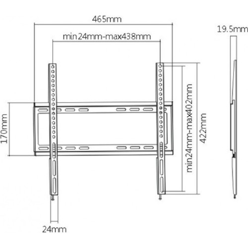 TV LCD BASE  KL22-44T 32"-55" 35Kg ΣΤΑΘΕΡΗ ΜΕ ΚΛΙΣΗ BLACK